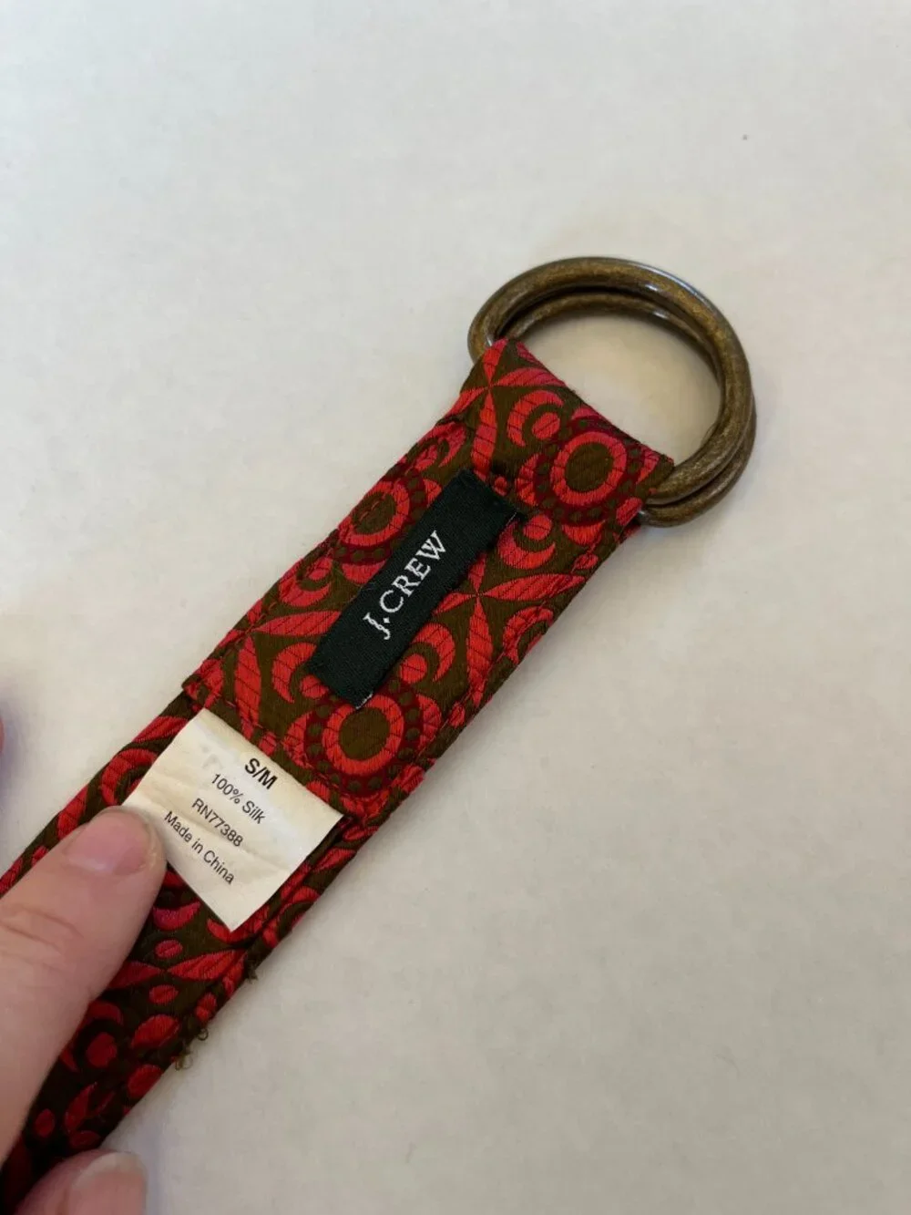 J. Crew Sz S-M Silk Multicolor Textured Floral Belt D Ring Buckle - Picture 6 of 6